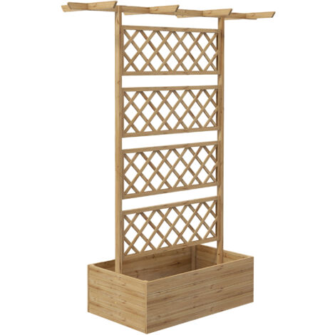 Jardinière en bois naturel 160x55x183cm, avec jardinière pour plantes grimpantes, bois (1/5)
