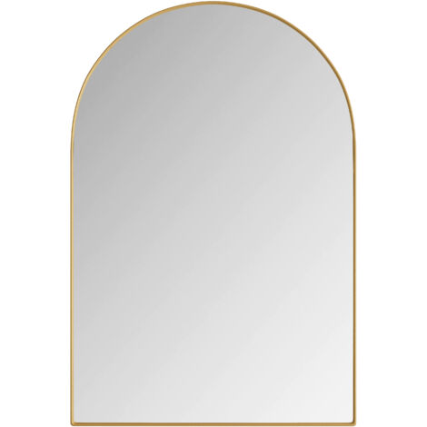 Miroir mural arche élégant avec armoire encastrée en métal pour salle de bains, or (1/5)