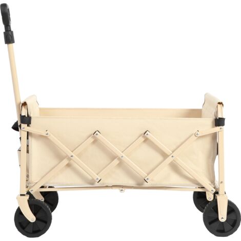 Chariot pliant avec roues tous terrain avec Tissu 600D oxford, capacité de 70 litres, beige