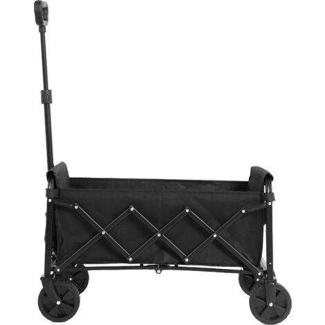 Chariot pliant avec roues tous terrain avec Tissu 600D oxford, capacité de 70 litres, noir