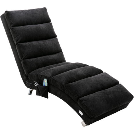 Méridienne de massage en lin avec télécommande, massage électrique ergonomique avec 5 modes, noir (1/5)