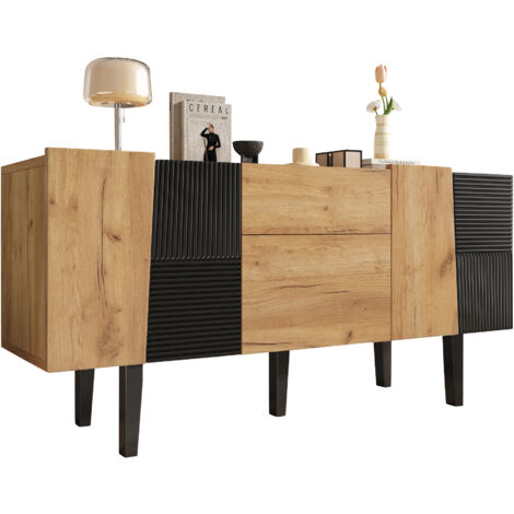 Buffet multifonctionnel Meuble TV moderne 40x140x70cm, bois, couleur chêne (1/4)