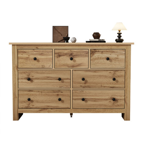 Commode 152x40x89cm, couleur bois d'origine avec 7 tiroirs (1/5)