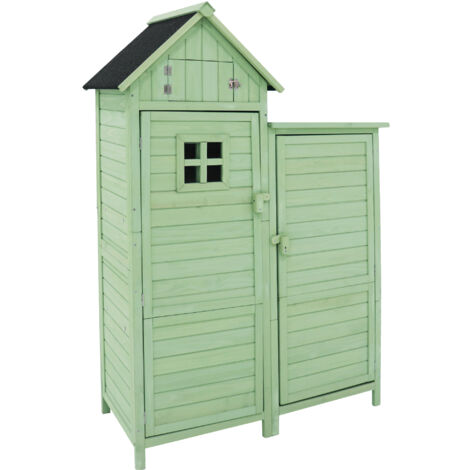 Abri de jardin en bois - 118x54x173cm - 2 étagères - toit en PVC - Vert (1/5)