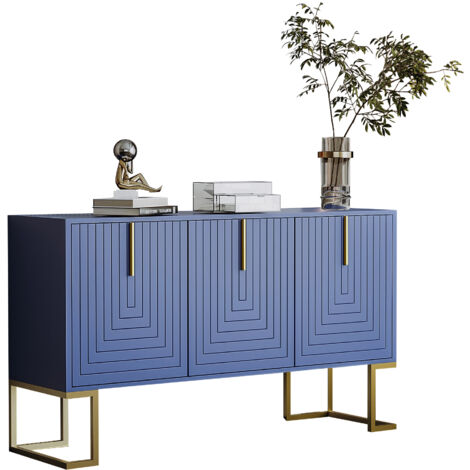Buffet 138x40x80.5 cm,3 portes, style moderne, couleur bleu (1/5)
