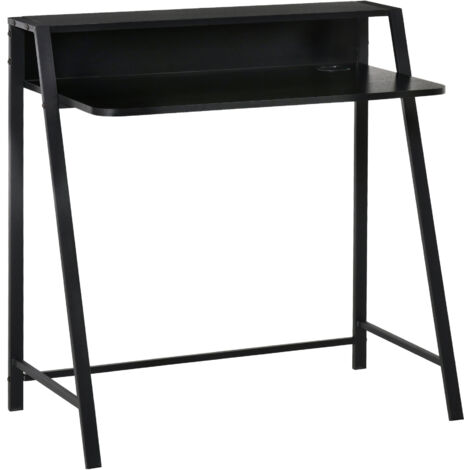 Bureau de travail a domicile pour ordinateur en métal 84x45x85cm, noir (1/5)