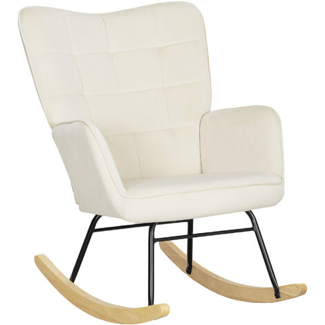Fauteuil à bascule 71x98x101 , style scandinave, pour salon, balcon, chambre ,Beige (1/5)