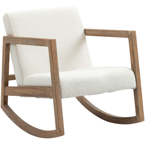 Fauteuil à bascule ,Effet laine bouclée ,Style vintage ,Blanc crème (1/5)