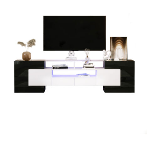 Meuble TV 200 x60x30cm,MDF, noir et blanc (1/5)