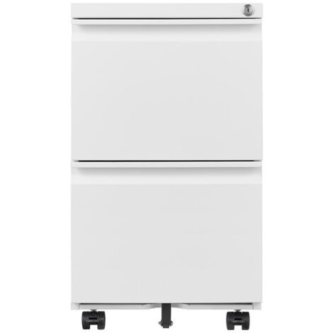 Caisson mobile, meuble rangement bureau ,avec 2 tiroirs, 39 x 45 x 67.5 cm , blanc (1/5)