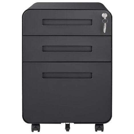 Caisson mobile, meuble rangement bureau ,avec 3 tiroirs, 46 x 40 x 58 cm , noir