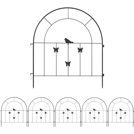 Verse de jardin, clôture décorative en acier 300cmx70cm, Noir (1/5)
