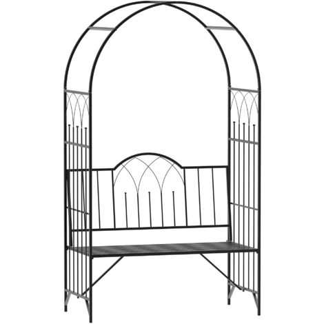 Treillis en métal pour jardin et terrasse 121x50x203cm, noir (1/5)