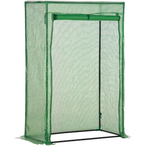 Serre avec porte enroulée en acier et plastique pour plantes et la culture, 100x50x150cm, vert (1/5)