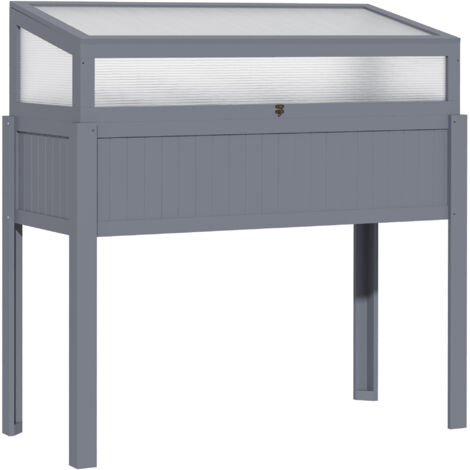 Serre surélevé 120x54x112cm pour balcon et jardin, polycarbonate gris (1/5)