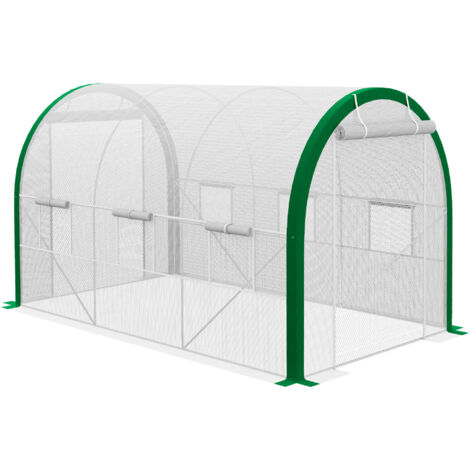 Serre en film plastique 358x210x210 cm, avec porte roulante , blanc (1/5)