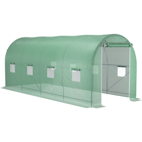 Grande Serre Tunnel en film plastique avec fenêtre 500x200x210cm, vert (1/5)