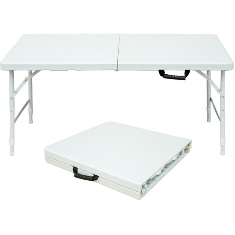 Table pliante 125x61x74cm ,Réglable en hauteur,pour les pique-niques et les fêtes ,Blanc (1/5)