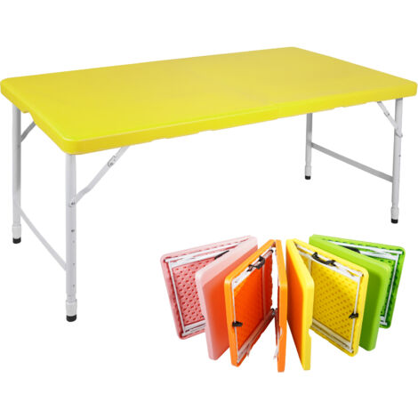 Table pliante 125x61x74cm ,Réglable en hauteur,pour les pique-niques et les fêtes ,Jaune