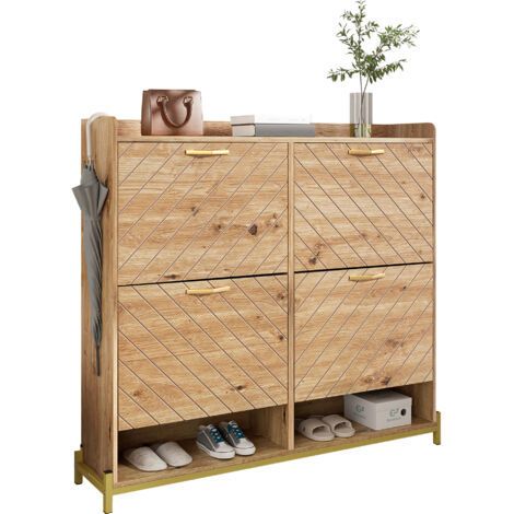 Liberté – Meuble à chaussures en bois – Rangement 4 portes – Dimensions 108,5x24x100 cm – Construction robuste pour espaces étroits