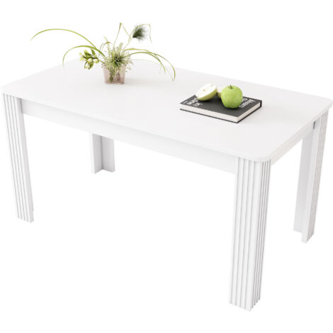 Table De Salle à Manger Contemporaine, Table à Manger Robuste, Table à Quatre Pieds,Blanc (1/5)