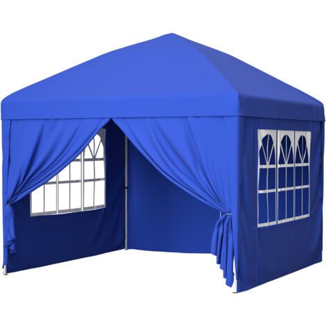 Tonnelle 3x3m, Tente De Réception Tonnelle De Jardin Pliable Protection Uv Avec Panneaux Lateraux Bleu 94605406