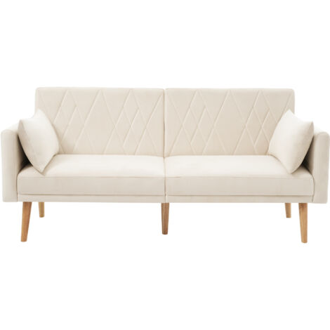 Canapé Convertible en tissu velours, canape 2 Places,avec fonction couchage,Petit canapé,180x75x82cm,Beige (1/5)