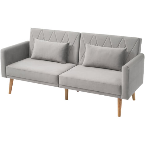 Canapé Convertible en tissu velours, canape 2 Places,avec fonction couchage,Petit canapé,180x75x82cm,Gris (1/5)
