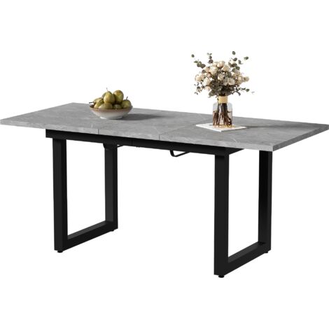 Table À Manger Extensible 140-180x80cm Style Industriel, MDF,Multifonction Gain De Place,Gris (1/5)