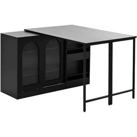 Table De Bar - Table de Cuisine - Pivotante À 360°(121.5X40X76.7cm) - Noir - MDF (1/5)