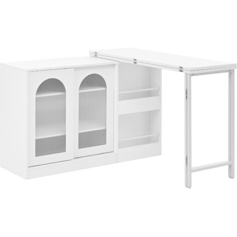 Table De Bar - Table de Cuisine - Pivotante À 360°(121.5X40X76.7cm) - Blanc - MDF (1/5)