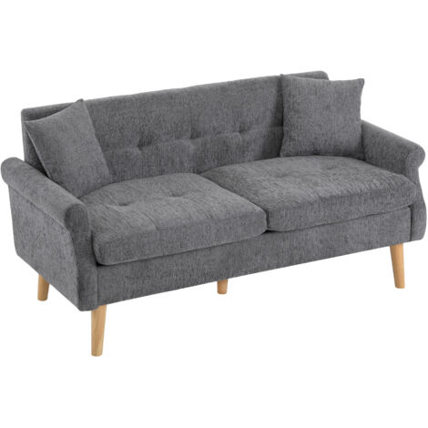Canapé 2 places - meubles rembourrés -162x74x77 cm - tissu chenille - Gris (1/5)