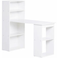 Bureau de travail avec étagère 120x55cm pour ordinateur, blanc