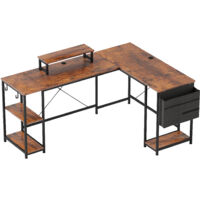 Bureau d'angle pour ordinateur avec comportiments de rangement, bois