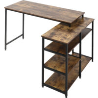 Bureau d'angle pour ordinateur avec comportiments de rangement, bois