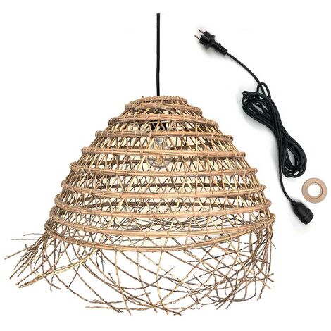 Lumisky FREYA Hängeleuchte Outdoor – Aus Meeresgras, Boho-Stil, 5 M Kabel, IP64, Ø 49 Cm, Für Terrasse & Garten