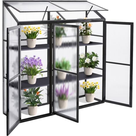 Gegaden Aluminium mit Rückwand Beistell Gewächshaus Gartengewächshaus Treibhaus Frühbeet 180 x 55 x 190 cm