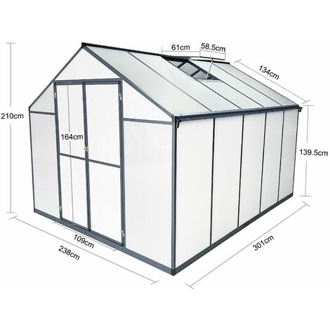 Gegaden Aluminium Gewächshaus für den Garten Mit 8 cm dickeres Fundament 301238195 cm Vielseitig nutzbar als Treibhaus, Gartenhaus,Aufzucht Tomatenhaus,Frühbeet und Pflanzenhaus (1/5)