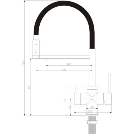 Rubinetto da cucina con Doccetta in gomma Shurity 460 4 vie 3/8” Cromo/Nero