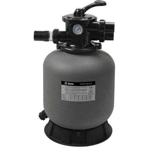 Filtre à sable piscine Ø627mm – Débit 15 m³/h – Vanne 6 voies avec manomètre – Connexions 50mm – Polyéthylène haute densité – Onda