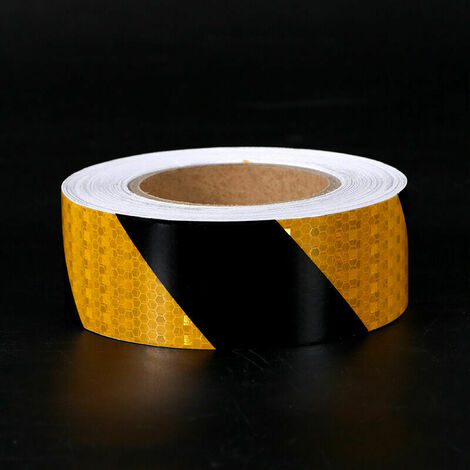 Nastro riflettente giallo e nero - 25 m x 5 cm - Impermeabile - Nastro di avvertimento - Visibile per veicoli, rimorchi, attività all'aperto