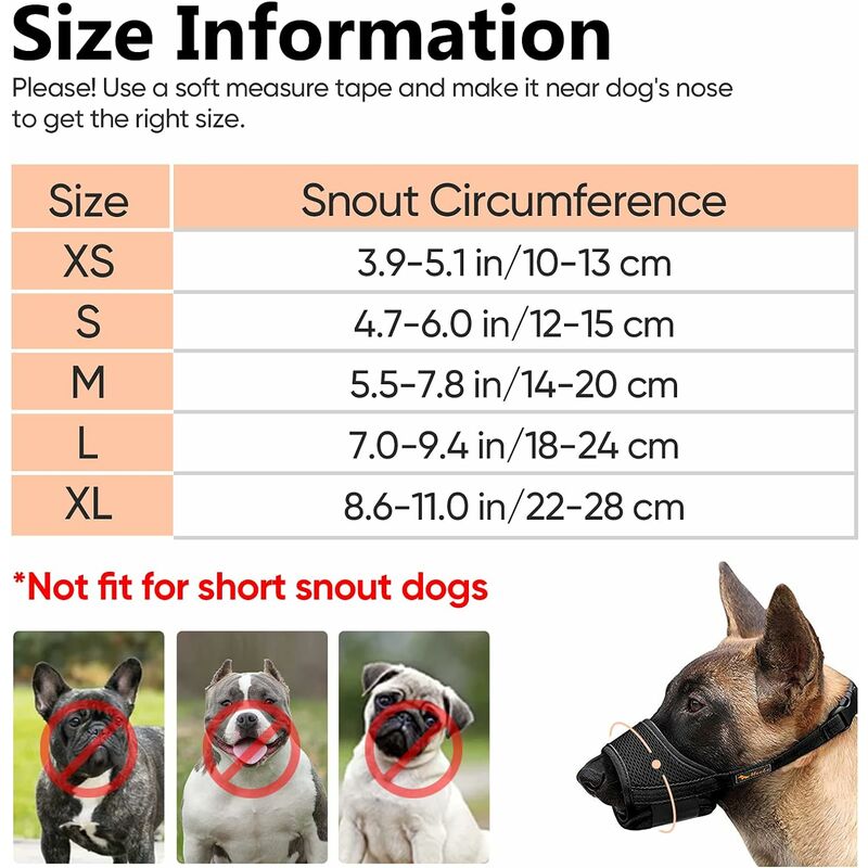 Museruola Di Naylon Morbida Per Cani Cane 7.5 8.5cm Resistente Semplice Da  Usare 