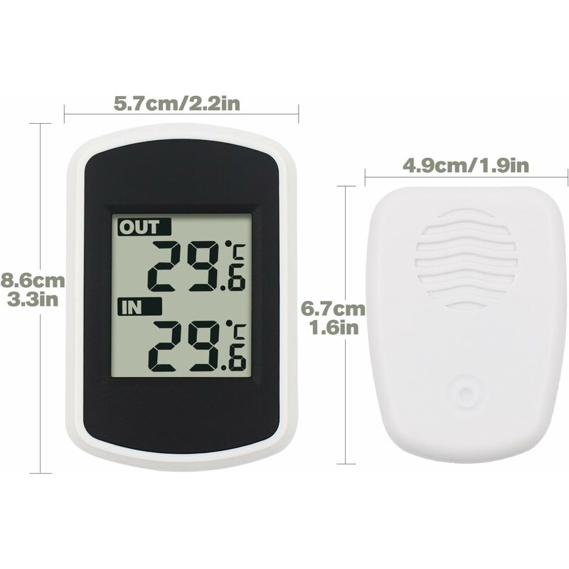 Ulable Termometro digitale wireless LCD per interni/esterni Mini sensore di  temperatura ambiente Piccolo tester meteorologico accurato per casa, camera  da letto, ufficio, bianco