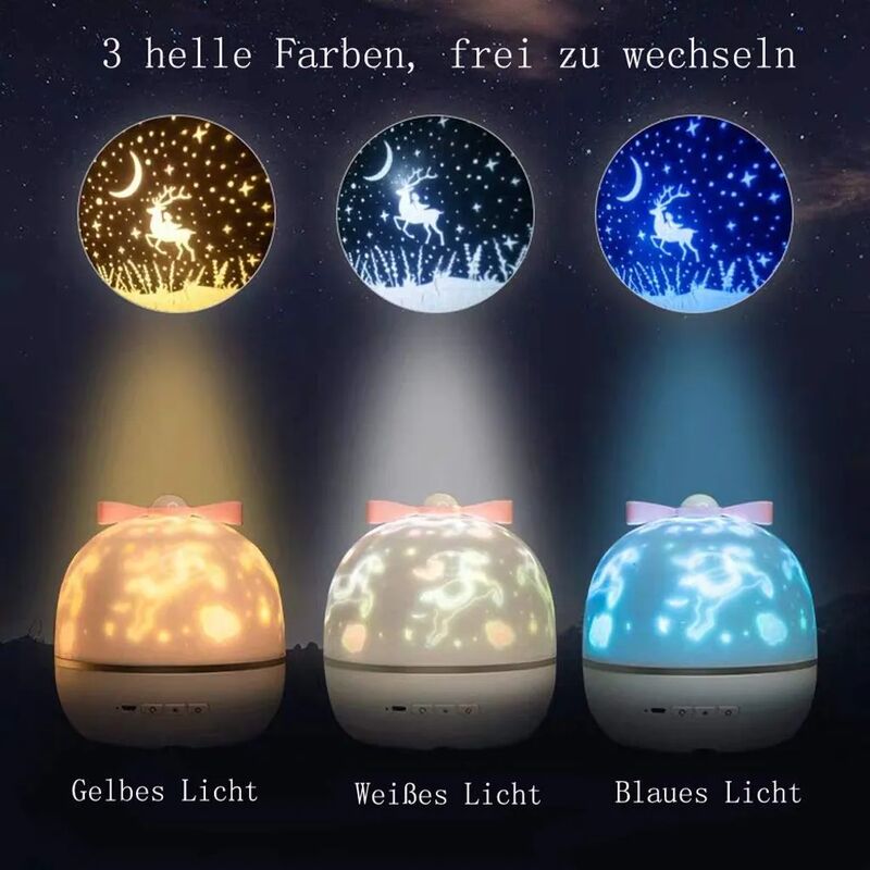 Luce notturna a LED, lampada per proiettore a cielo stellato per bambini,  lampada a stella per bambini, 3 colori chiari per regalo