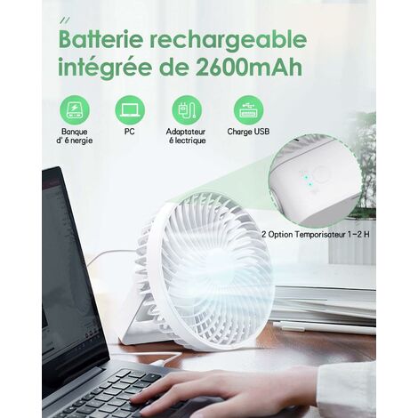 Ventola USB, mini ventola silenziosa, rotazione a 360° 3 velocità,  ventilatore da scrivania/parete/sospeso, ventilatore portatile per viaggi,  campeggio, casa, ufficio (nero)