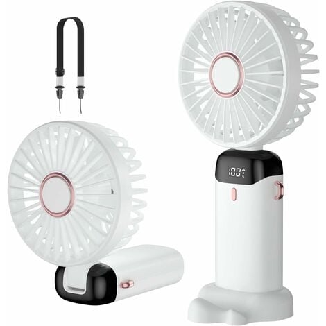 Ventilatore portatile, Mini ventilatore portatile ricaricabile USB,  Ventilatore tascabile piccolo a 5 velocità con base, Ventilatore