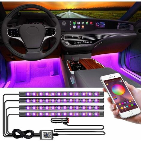 Luci interne per auto, striscia luminosa a LED per auto, con controllo app  Bluetooth, kit di