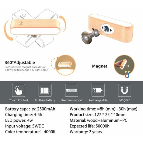 Lampada da lettura a LED per libri a letto [dimmerabile magnetica