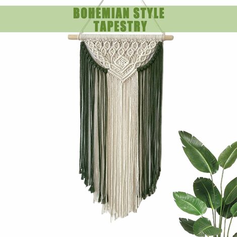 Homestay, arazzo bohémien, decorazione da parete, arazzo con nappe colorate  (5018 verde scuro 35,60 cm)