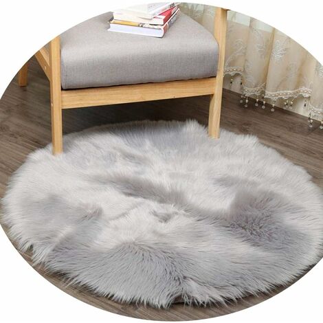 Pelle di pecora sintetica, 45 x 45 cm Finta pelle di pecora imitazione pile  Tappeto in pelle di agnello Soffice morbido pelo lungo Cuscino decorativo  per sedia Tappetino per divano (Grigio, 45 x 45 cm